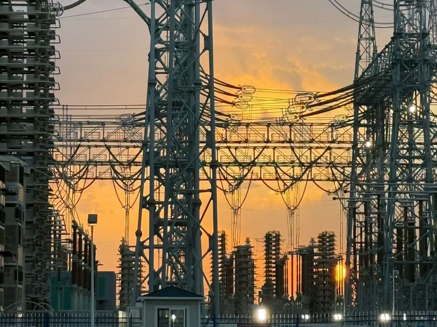 Substation at sunset